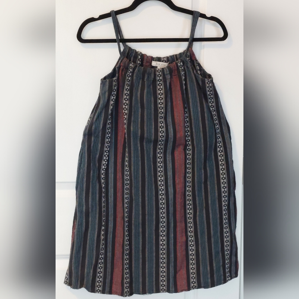 Adam Levine Women Sleeveless Geo Striped Cotton Pullover Mini Dress Pockets S